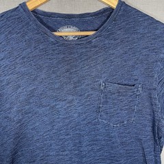 Wallace & Barnes Shirt Mens Large Indigo Blue Short Sleeve Pocket Crew Neck
