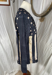 Route 66 Mens Shirt Large Henley Flag USA Blue Brown Button Easy Care