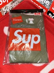 Supreme Hanes Tagless Tees SS22 Olive size Small NEW