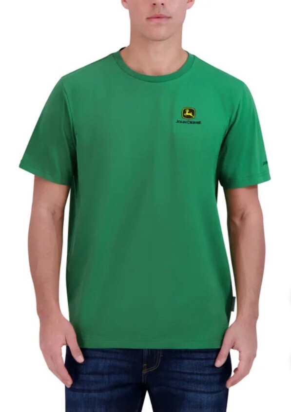 John Deere Men’s Short Sleeve Crew Neck Cotton Logo T-Shirt, JD Green, Size M..
