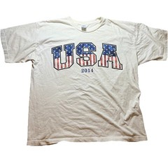 Men’s White Short Sleeve T-Shirt USA 2014 Design Size XL (46/48) 100% Cotton
