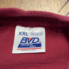 Vintage BVD Shirt Mens 2XL Red Pocket Blank Tee T-Shirt Crewneck Made USA