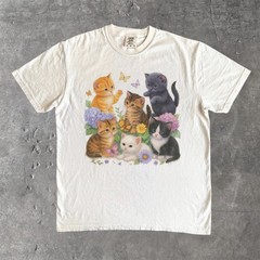 Cute Kitten Graphic T-Shirt, Vintage Cat Lover Tee, Comfort Colors Ivory Shirt,