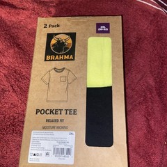 Brahma T-Shirt 2XL 50-52 Yellow & Black Pocket 2 Pack Relaxed Moisture Wicking