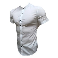 Plain Slim Fit Short Sleeve Casual Shirts Mens Social Business Dress Quick Dry T
