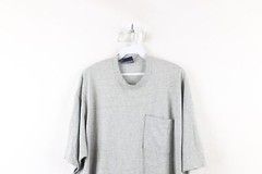 Vintage 90s Streetwear Mens 2XL XXL Blank Short Sleeve Pocket T-Shirt Gray USA