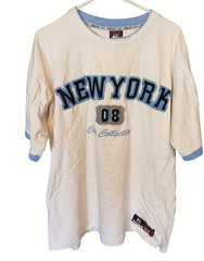 212 NYC Team Sports City Mens Sz XL Embroidered T-Shirt White/Blue Y2K/90’s VTG