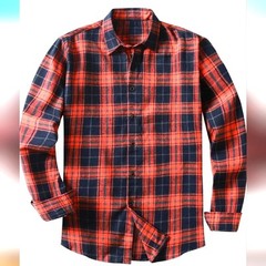 JMIERR Men’s Flannel Shirt size L Long Sleeve Button-Down Plaid Black Cotton