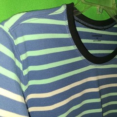 3005) NWOT LANDS’ END medium Mens tee shirt crew neck cotton striped new