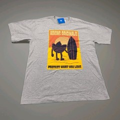 adidas Originals “Protect What You Love” Graphic Gray T-Shirt Mens Size Medium