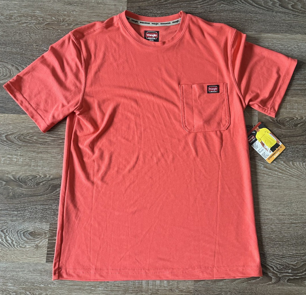Wrangler Workwear Performance T Shirt Short Sleeve UPF30 Cayenne Men’s Small