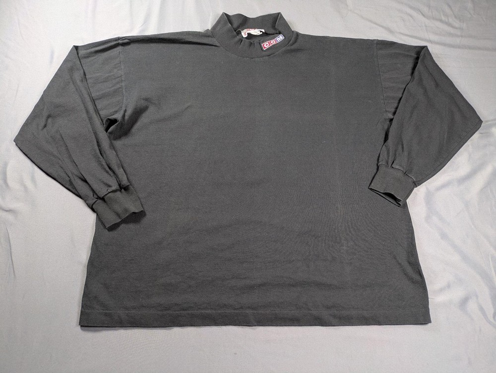 Vintage CCM Shirt Mens XL Gray Mock Neck Long Sleeve Hockey Base Layer Made USA