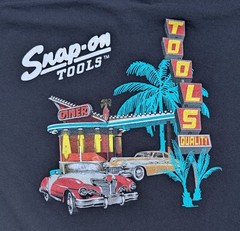 Snap On Tools Vintage Black T-Shirt Size XL 50s Classic Car & Diner Design