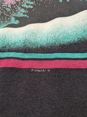 VTG Cal Cru Habitat Shirt Northern Lights Trees Print 1991 Mens Size L Black
