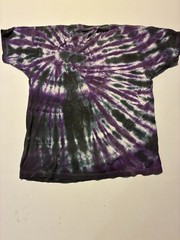 Happy Hour tie-dye t-shirt with a spiral pattern