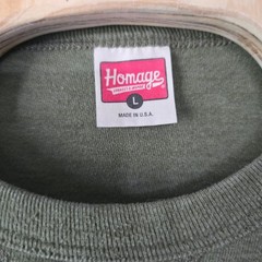 Homage Mens Long Sleeve Crewneck T-Shirt Olive Green Tri-Blend Made in USA Large