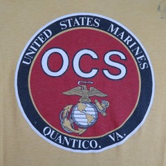 Vintage 80s US Marine Corps OSC T Shirt Made In USA Single Stitch Mens L Stencil