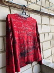Streetwear Ella Red Graphic Long Sleeve Top with Asymmetrical Zip – City Print S