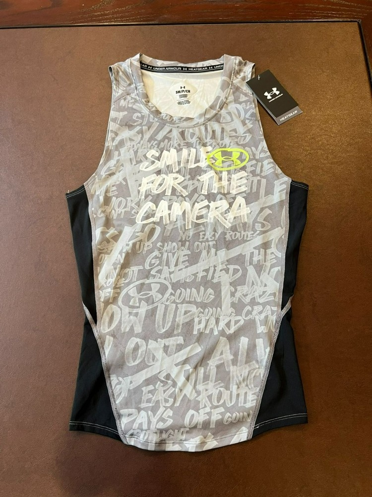 Under Armour Gray Black Smile for the Camera Sleeveless Compression Tank Top S