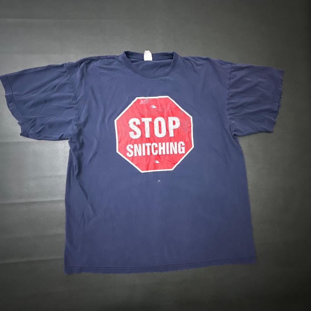 Vintage T Shirt Mens 3XL Blue Y2k Streetwear Skater Big Graphic Cotton 2000s
