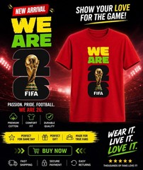FIFA We Are 26 World Cup Trophy Graphic T-Shirt Unisex XL Red Cotton