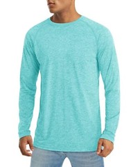 UPF50+ Mens Sun Protection Shirts Long Sleeve Quick Dry Sports Workout Fishing T