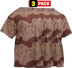 Desert Camo Six Color Army T-Shirts Tactical Military Short Sleeve Tees – 3 PACK