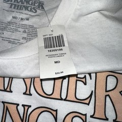 NWT Stranger Things Shirt Mens Sz M White Long Sleeve Hot Topic Hawkins Indiana