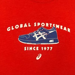 Asics Global Sportswear Since 1977 Red Graphic T-Shirt Mens Large