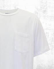 Men’s Seasalt Cotton Crew Neck Chest Pockets T-shirt White Salt Cyan Boxy Fit