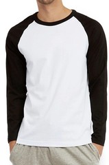 Top Pro Men’s Cotton Full Raglan Sleeve Baseball Tee Shirt (S, Black/White)