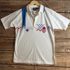 Vintage Manhattan Polo Club Geometric Pattern Short Sleeve Mens Small USA