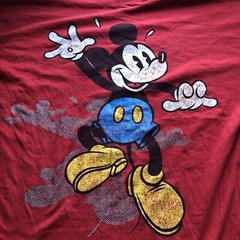 Vtg Disney Inc Red Mickey Mouse Sleepshirt T-Shirt Dress OSFM A2386