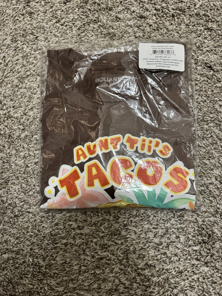 Square Enix Final Fantasy XIV shirt AUNT TII’S TACOS Size XXL – NEW SEALED