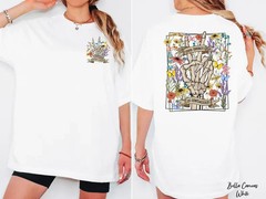 Retro Skeleton Peace Sign T-Shirt Floral Graphic Graphic Tee Vintage Style Gift