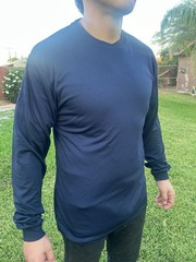 Long Sleeve Crew Neck T-shirt 100% Polyester For UV Protection Quality Colors