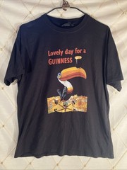 Guinness Black Toucan Graphic T-Shirt Lovely Day For A Guinness Relaxed Men’s L