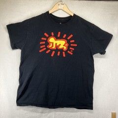 Retro 90s Keith Haring Pop Shop Art Radiant Baby Barking Dog T-Shirt Sz Me Black