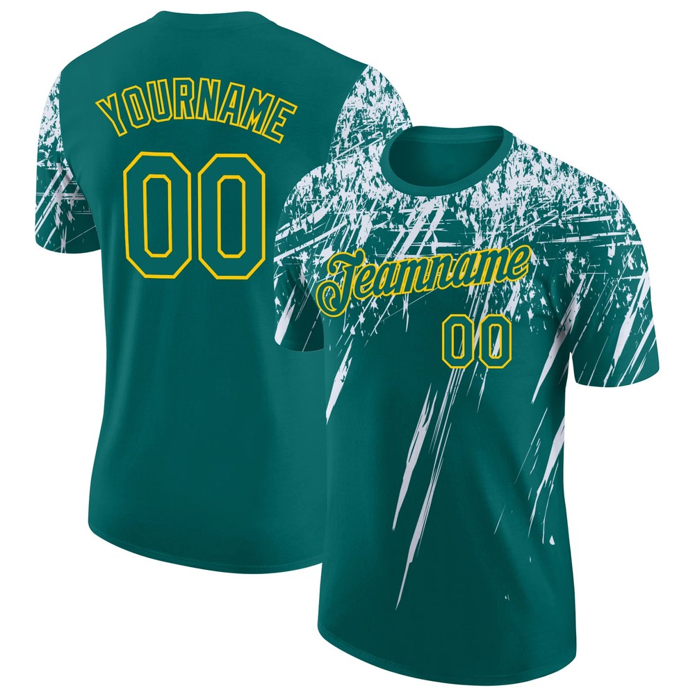 Custom Teal Yellow Distressed Art Shirt Unique Birthday Gift For Women