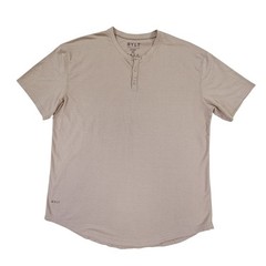 BYLT Drop Cut Henley Mens XXL Tan Excellent Short Sleeve Curved Hem Stretch