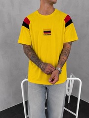 Vintage Colombia Flag Embroidered Oversized Football T-Shirt,Retro Soccer Street
