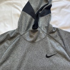 Nike Hoodie Shirt Men Medium Gray Dri-FIT Short Sleeve Pullover Pocket