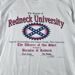 Vintage Humor Redneck University Shirt Mens XL Hanes Heavyweight White