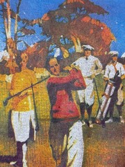 Vintage Sergio Tacchini Golf Painting on Navy T-Shirts Single Stitch Size L