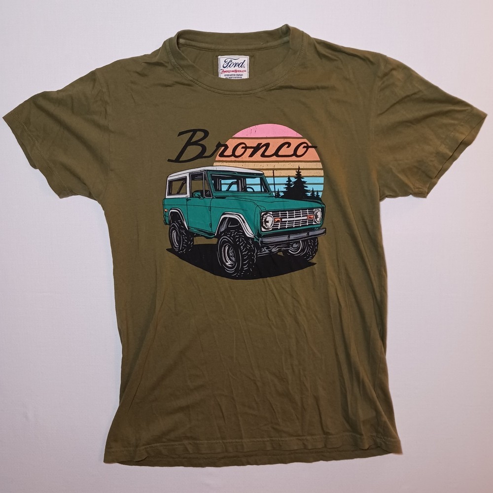 Ford Bronco Mens Brass Tacks T-Shirt Size M Olive Green American Needle