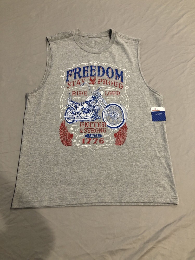Way To Celebrate! Patriotic Men’s Graphic Muscle T-Shirt Size M