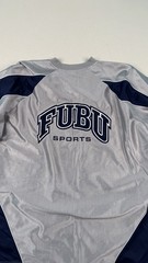 Vintage FUBU Sports Jersey XXL Grey Navy Mesh Y2K Hip Hop Streetwear Shirt