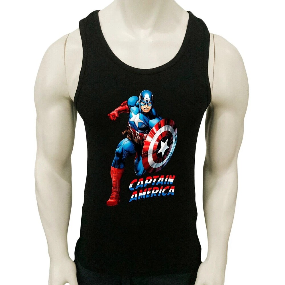 NWT CAPTAIN AMERICA SUPERHERO LOGO COMICS MEN’S SLEEVELESS TANK TOP