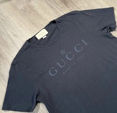 Gucci Men’s Black Logo Crew Neck Short Sleeve Cotton Jersey T-Shirt Size L Italy