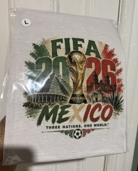 FIFA 2026 Mexico Soccer Graphic Print Logo Men’s White T-Shirt Size L Regular